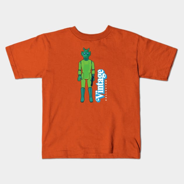 VINTAGE COLLECTOR - GREEN CANTINA PATRON ACTION FIGURE Kids T-Shirt by LeftCoast Graphics